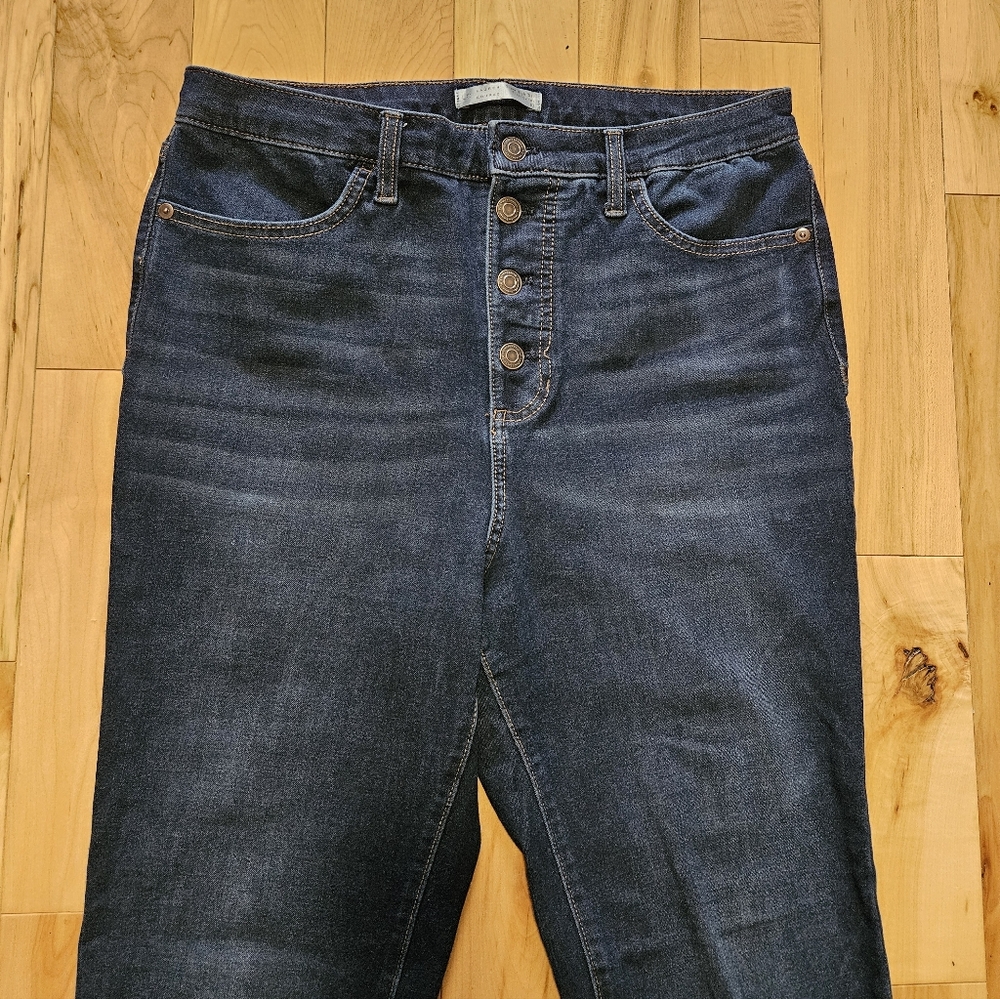 LC Lauren Conrad Super Skinny Super High Rise 10 Button Fly Dark Wash